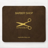 Luxe kapperszaak donkerbruin leer ziet er goud uit muismat (Voorkant)