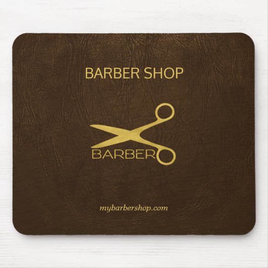 Luxe kapperszaak donkerbruin leer ziet er goud uit muismat (Voorkant)