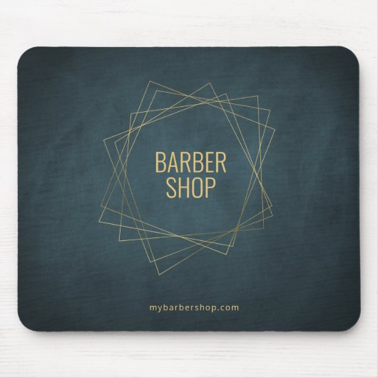 Luxe kapperszaak goud en marine geometrisch muismat (Voorkant)