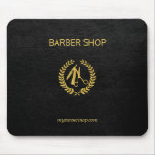 Luxe kapperszaak goud zwart leer look goud muismat (Voorkant)