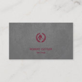 Luxe kapperszaak grijs leder look bordeaux visitekaartje (Voorkant)