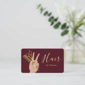Luxe kapsalon kapper burgundy visitekaartje (Staand voorkant)