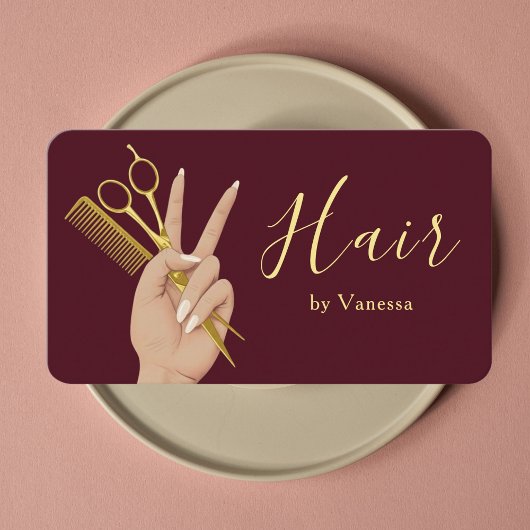 Luxe kapsalon kapper burgundy visitekaartje