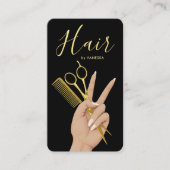Luxe Kapsalon Kapper Chic Schoonheid QR Code Visitekaartje (Voorkant)