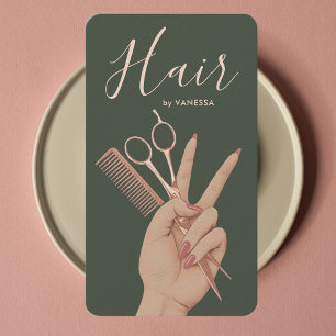 Luxe Kapsalon Kapper Elegante Donkergroene Visitekaartje