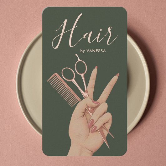 Luxe Kapsalon Kapper Elegante Donkergroene Visitekaartje
