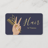 Luxe kapsalon kapper Navy Visitekaartje (Voorkant)