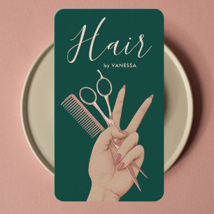 Luxe Kapsalon Kapper Roze Goud en Groen Visitekaartje