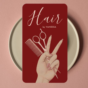 Luxe Kapsalon Kapper Roze Goud en Rood Visitekaartje