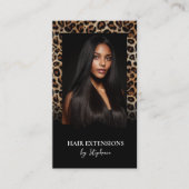 Luxe kapsalon Leopard Extensions Pruik Foto Visitekaartje (Voorkant)