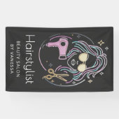 Luxe Kapsalon Moderne Schoonheid Zwart Spandoek (Horizontaal)