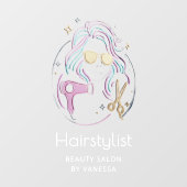 Luxe Kapsalon Schoonheidssalon Modern Zwart Raamsticker (Vel)