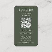 Luxe Kapsalon Schoonheidssalon QR-code Donkergroen Visitekaartje (Achterkant)