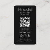 Luxe Kapsalon Schoonheidssalon QR-code Zwart Visitekaartje (Achterkant)