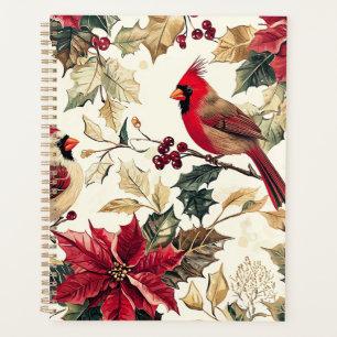 Luxe Kardinaal Poinsettia Kerst Crème Rood Planner