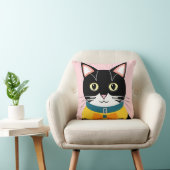 Luxe kat met gele bowtie en kraag kussen (Stoel)