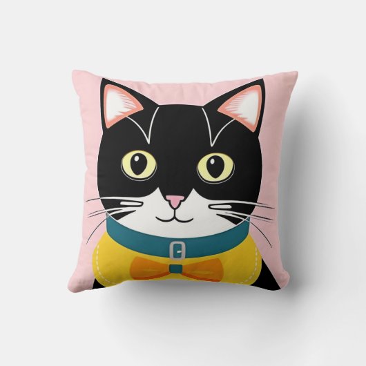 Luxe kat met gele bowtie en kraag kussen (Achterkant)
