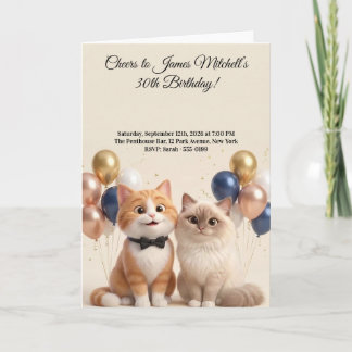 Luxe Kattenliefhebber Volwassenen Verjaardagsfeest Kaart