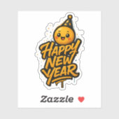 Luxe Kawaii Nieuwjaar Graffiti — Diagonale Celes Sticker (Vel)