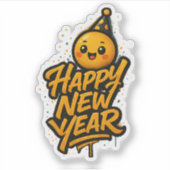 Luxe Kawaii Nieuwjaar Graffiti — Diagonale Celes Sticker (Voorkant)
