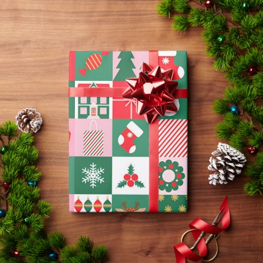 ✨ Luxe Kerst Collage Met Bomen Cadeaus Cadeaupapier (Feestdagen Geschenken)