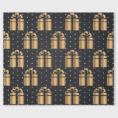 Luxe kerst goud patroon cadeaupapier (Vlak)