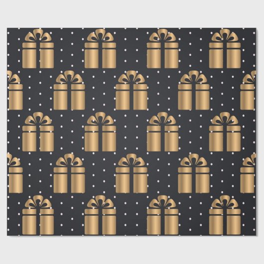 Luxe kerst goud patroon cadeaupapier (Vlak)