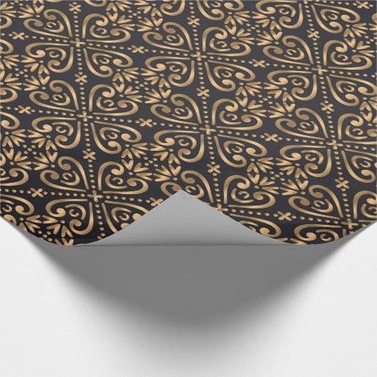 Luxe kerst goud patroon cadeaupapier (Hoek)