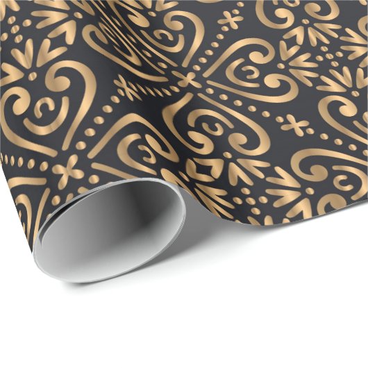 Luxe kerst goud patroon cadeaupapier (Rol Hoek)