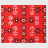 Luxe Kerst Rood en Wit Sneeuwvlok Cadeaupapier (Vlak)