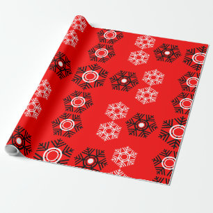 Luxe Kerst Rood en Wit Sneeuwvlok Cadeaupapier