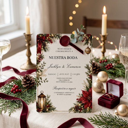 Luxe Kerst trouwuitnodiging Kaart