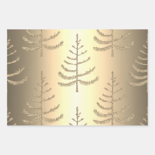 Luxe kerstbomen inpakpapier set (Voorkant 3)