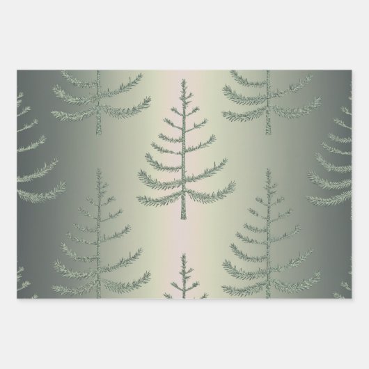 Luxe kerstbomen inpakpapier set (Voorkant 2)