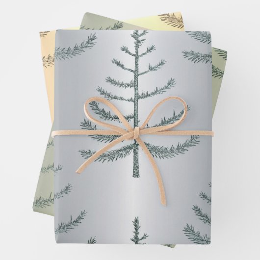 Luxe kerstbomen inpakpapier set (In situ)