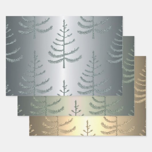 Luxe kerstbomen inpakpapier set (Set)