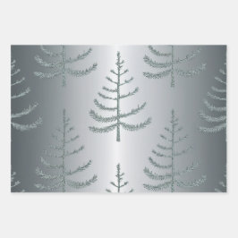 Luxe kerstbomen inpakpapier set vel