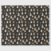 Luxe kerstboom patroon in goud, zilver cadeaupapier (Vlak)