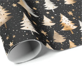 Luxe kerstboom patroon in goud, zilver cadeaupapier (Rol Hoek)