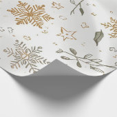 Luxe Kerstcadeau Wit & Goud Kerstontwerp Cadeaupapier (Hoek)