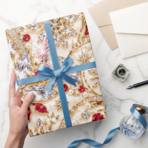 Luxe kerstcadeaupapier met robijn cadeaupapier