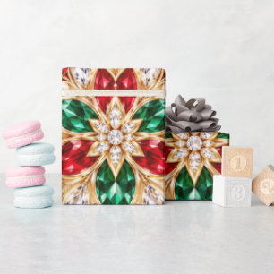 Luxe kerstcadeaupapier met robijn en smaragd cadeaupapier