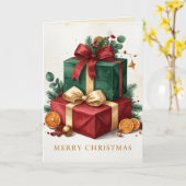 Luxe kerstcadeaus Prettig kerstfeest Kaart (Gele Bloem)