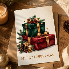 Luxe kerstcadeaus vrolijk kerstfeest feestdagenkaart