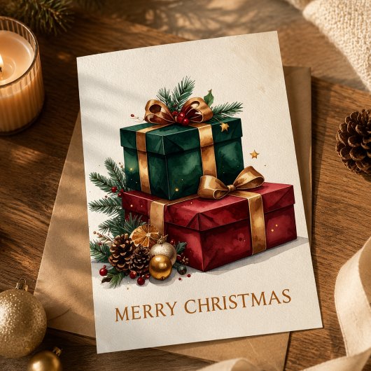 Luxe kerstcadeaus vrolijk kerstfeest feestdagenkaart
