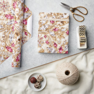 Luxe kerstcadeauverpakkings papier Ruby