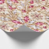 Luxe kerstcadeauverpakkings papier Ruby (Hoek)