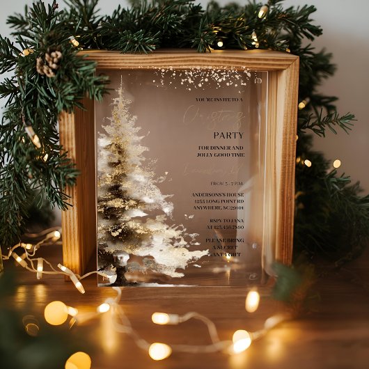 Luxe kerstfeest acryl uitnodigingen
