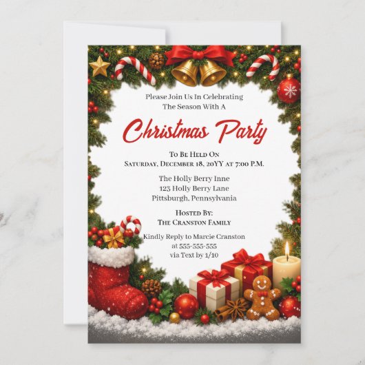 Luxe Kerstfeest Uitnodiging (Voorkant)