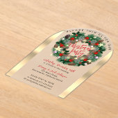 Luxe kerstkrans bevroren acryl uitnodigingen (Laagn)